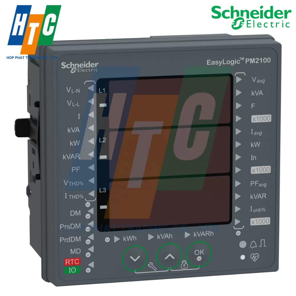 Đồng hồ kỹ thuật số PM2000 VAFPE THD, độ chính xác 1%, đo sóng hài - 15 bậc, modbus - METSEPM2120