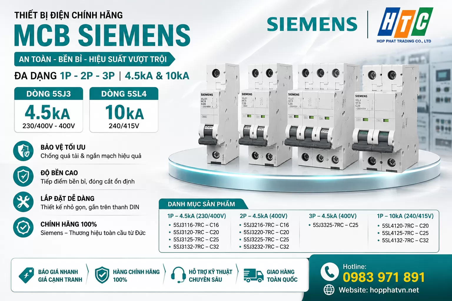 MCB SIEMENS CHÍNH HÃNG – AN TOÀN CHO MỌI HỆ THỐNG ĐIỆN
