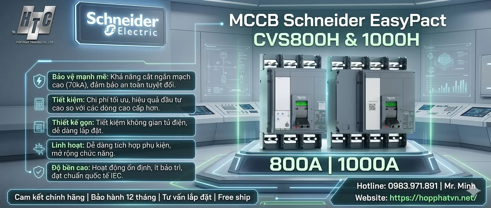 MCCB Schneider EasyPact CVS800H & 1000H: Giải Pháp Bảo Vệ Điện Công Nghiệp Tối Ưu