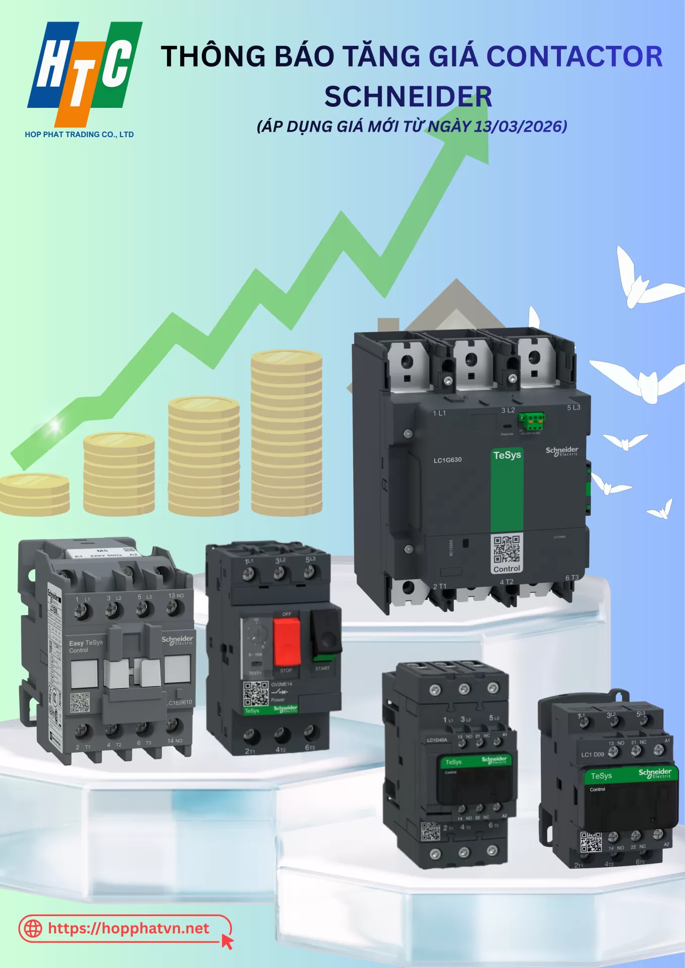 Từ 13/03/2026, toàn bộ Contactor – Khởi động từ Schneider Electric sẽ điều chỉnh tăng giá theo chính sách hãng